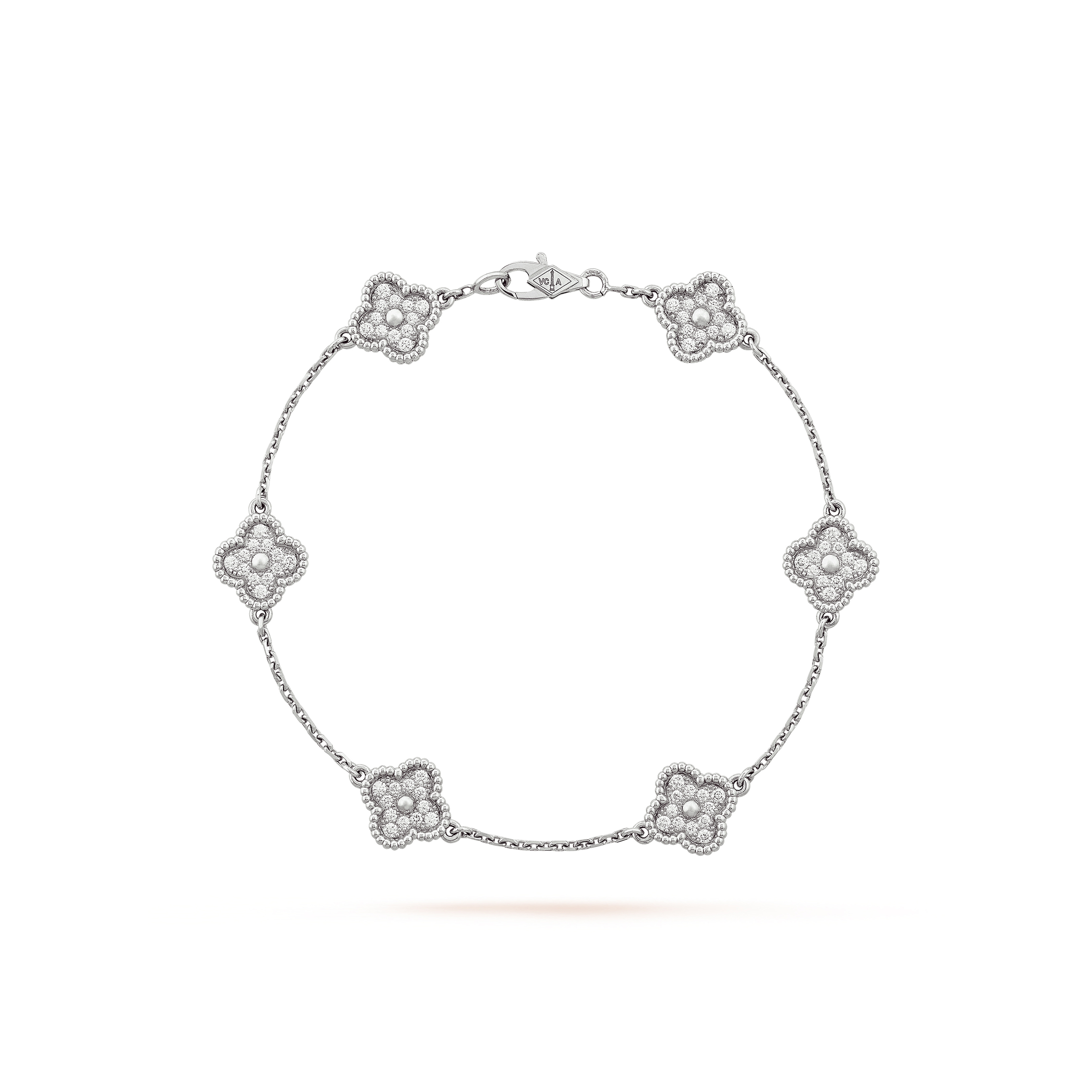 VAN CLEEF ARPELS SWEET ALHAMBRA BRACELET, 6 MOTIFS - WHITE GOLD, DIAMOND  VCARO85700